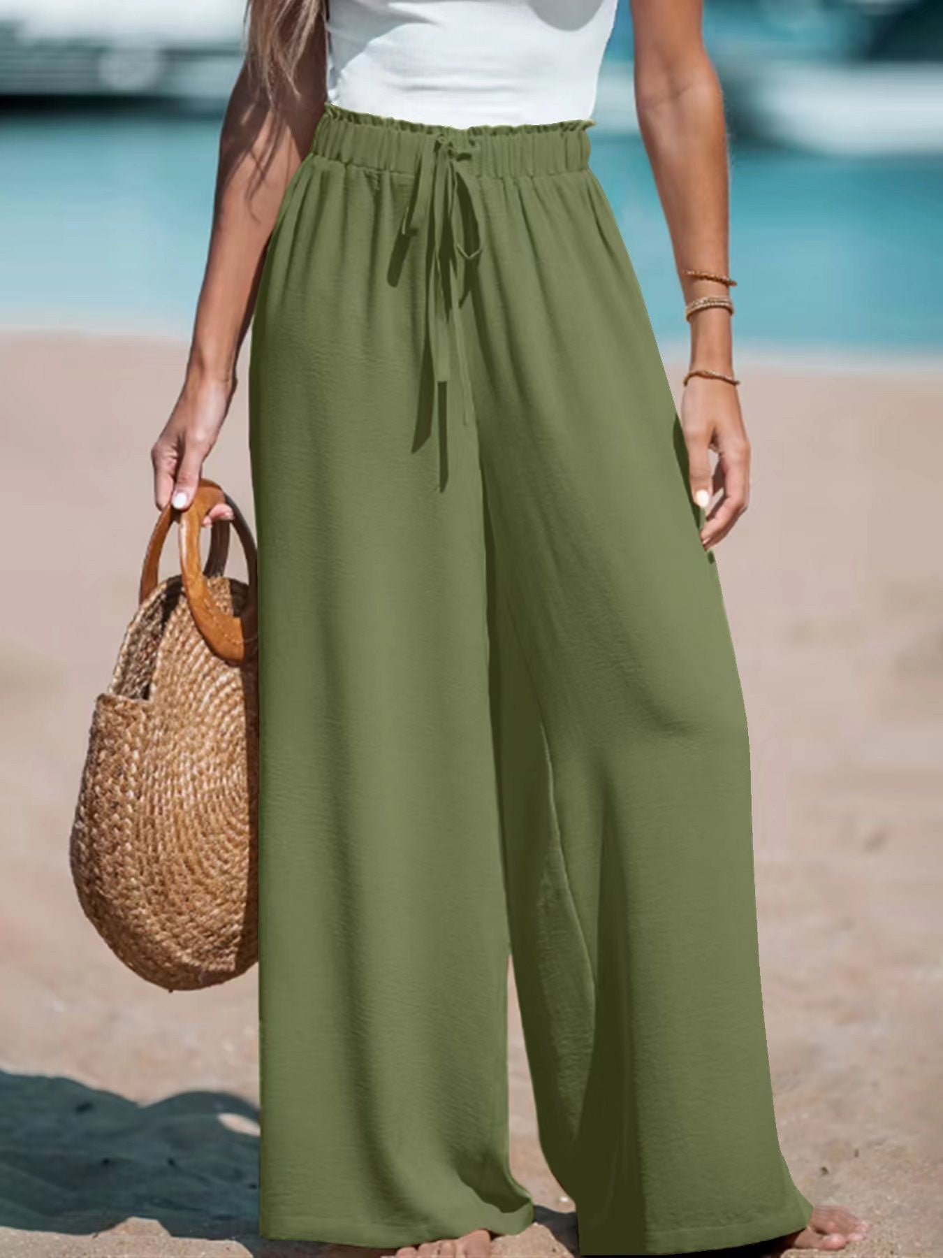 Women's Drawstring-Style Wide Pants