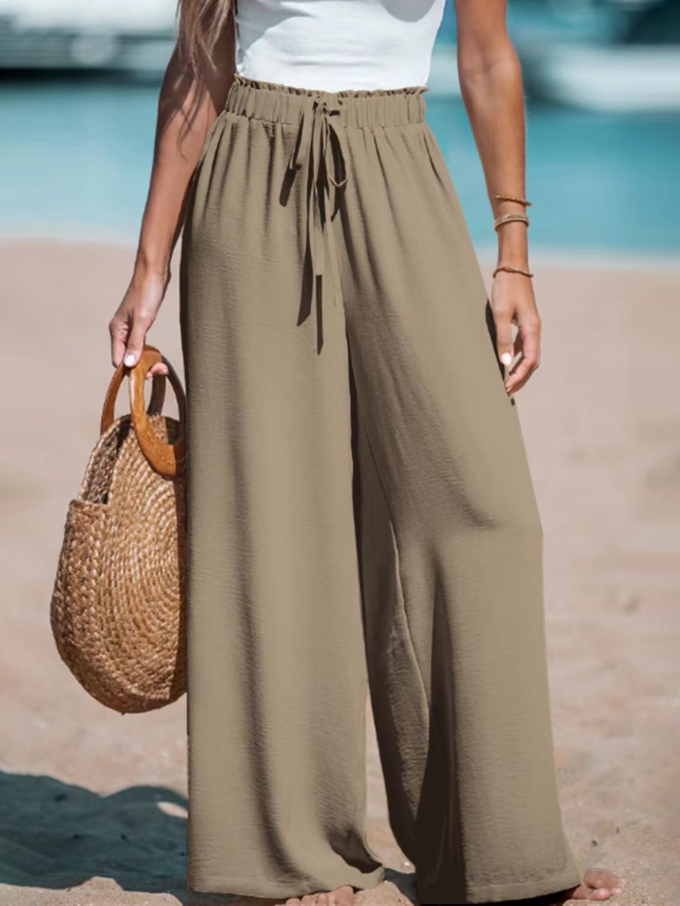 Women's Drawstring-Style Wide Pants