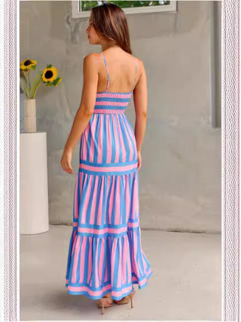 Backless Summer Maxi Dress with Pockets