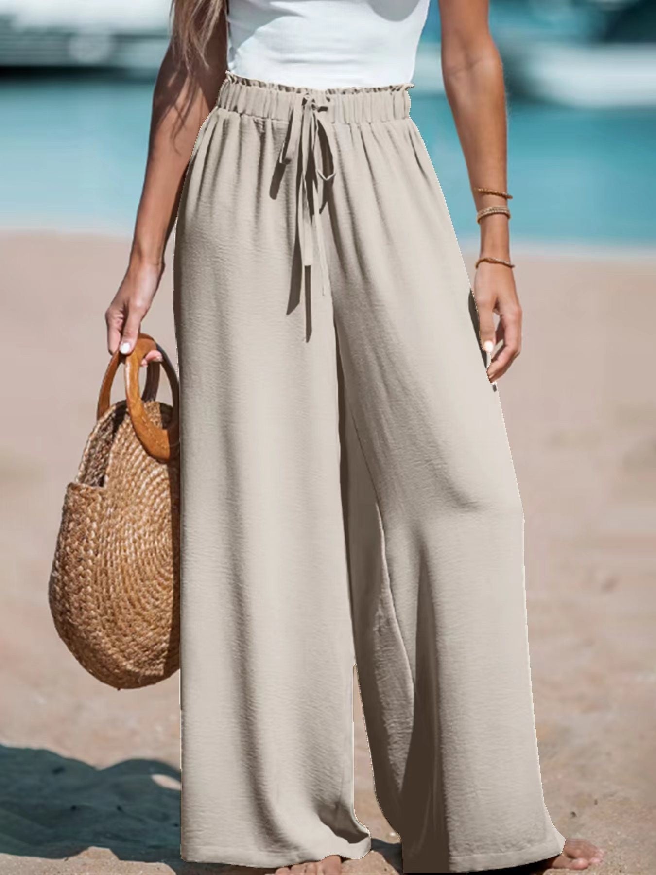 Women's Drawstring-Style Wide Pants