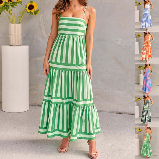 Backless Summer Maxi Dress with Pockets