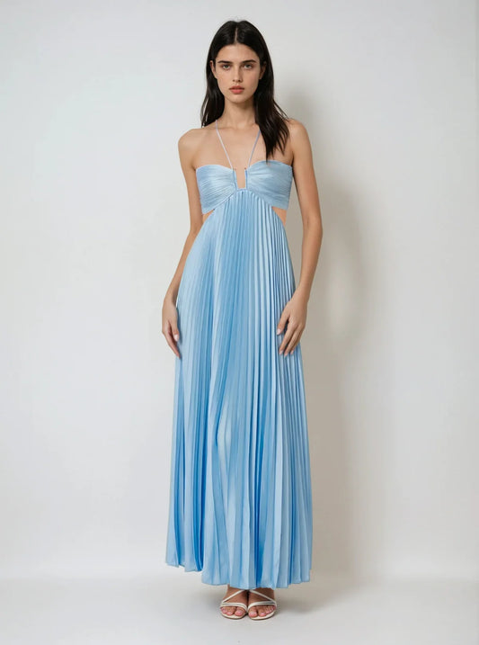 Pleated Tube-Top Maxi Dress