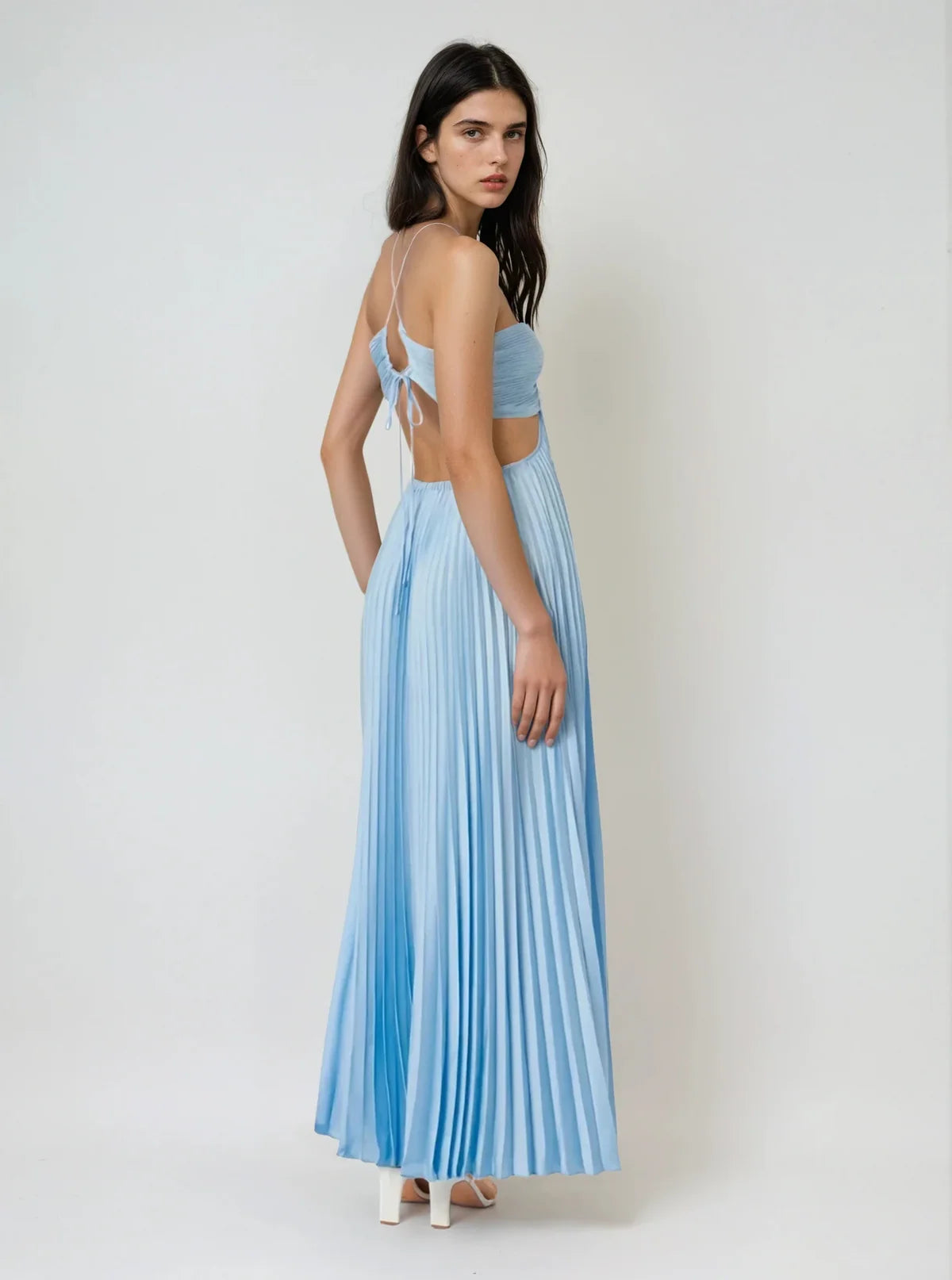 Pleated Tube-Top Maxi Dress
