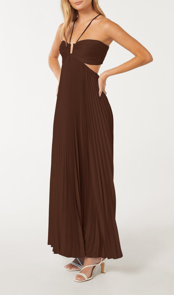 Pleated Tube-Top Maxi Dress