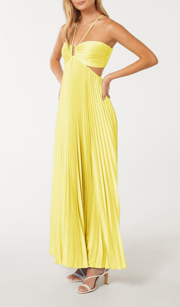 Pleated Tube-Top Maxi Dress