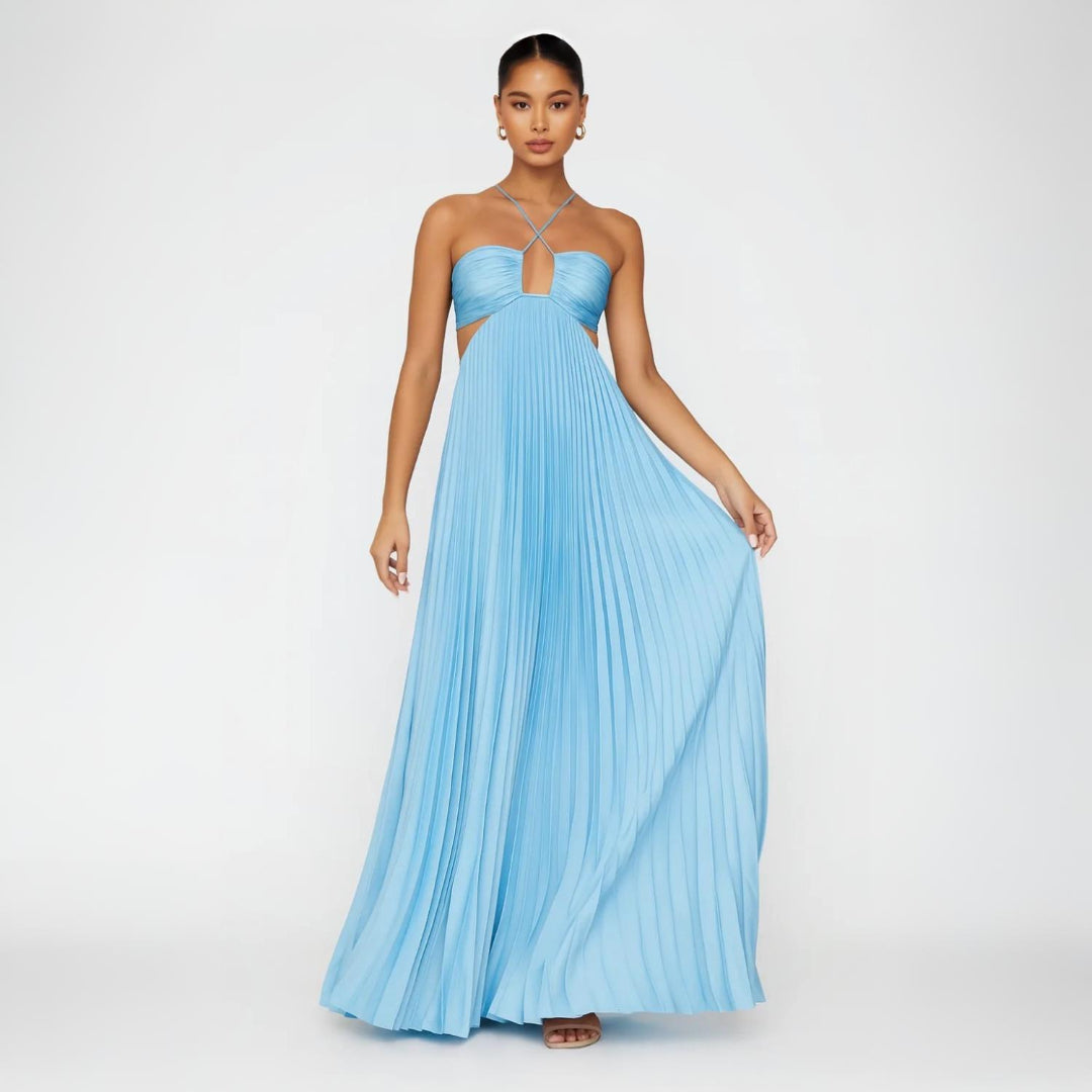 Pleated Tube-Top Maxi Dress