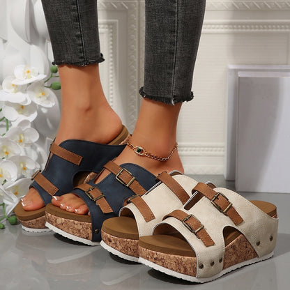 Women's Buckle Wedge Sandals – Summer Style