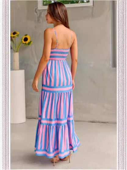 Backless Summer Maxi Dress with Pockets